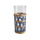 WICKER WRAP TALL BEVERAGE GLASS - NAVY