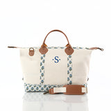 Aqua Block Print Weekender