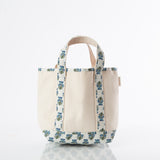 Aqua Block Print Handy Open Tote