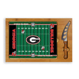 GEORGIA BULLDOGS FOOTBALL FIELD - ICON GLASS TOP CUTTING BOARD & KNIFE SET