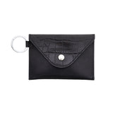 KEYCHAIN WALLET – BLACK LEATHER ENVELOPE CARD CASE