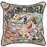 Massachusetts Hand Embroidered Pillow