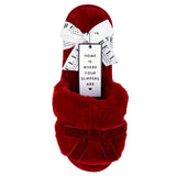 Velvet Bow Slippers, Burgundy